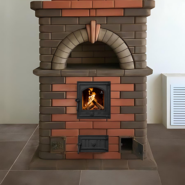 Чавунні дверцята Iron Fire Style 35 350х390 мм для каміна/барбекю з вогнетривким склом Robax 1255 фото