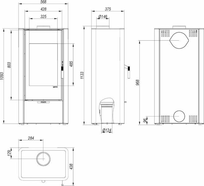 Стальная печь-камин Defro Home Solum 2.0 8 кВт на дровах (серая) KOM-Solum-2.0-gray фото