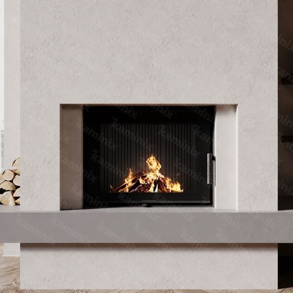 Сталева камінна топка M-FIRE 70 пряма 15 кВт на дровах (чорний шамот) m-fire70pBlack фото