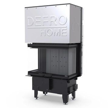 Стальная каминная топка с трехсторонним стеклом Defro Home Intra S C G 10 кВт на дровах (гильотина) черный шамот KOM-IN-S-C-G-Black clam фото