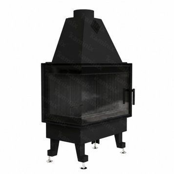 Сталева камінна топка з кутовим склом M-FIRE 70 15 кВт на дровах (ліве) чорний шамот m-fire70lBlack фото