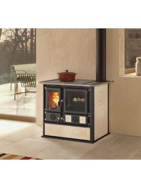 Кухонная печь на дровах La Nordica ROSA 5.0 CERAMICA LIBERTY 8.8 кВт с духовкой (бежевая) 7015201 фото