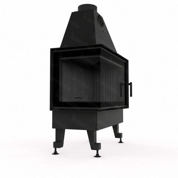 Сталева камінна топка з кутовим склом M-FIRE 80 17 кВт на дровах (ліве) чорний шамот m-fire80lBlack фото