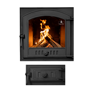 Комплект чавунних дверцят Iron Fire Style 50 485х485 мм для каміна/барбекю з вогнетривким склом Robax + піддувальна Style 50 315х165 мм 1477 фото