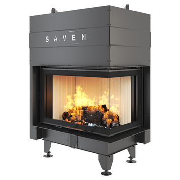 Стальная каминная топка SAVEN Energy Up 75х50х47R 15,1 кВт ECO с гильотиной и угловым стеклом SE/75/50/47/R/Up фото