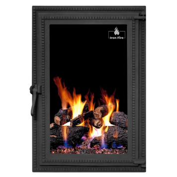 Чавунні дверцята Iron Fire Brown 440x640 мм для каміна/барбекю з вогнетривким склом Robax 1261 фото