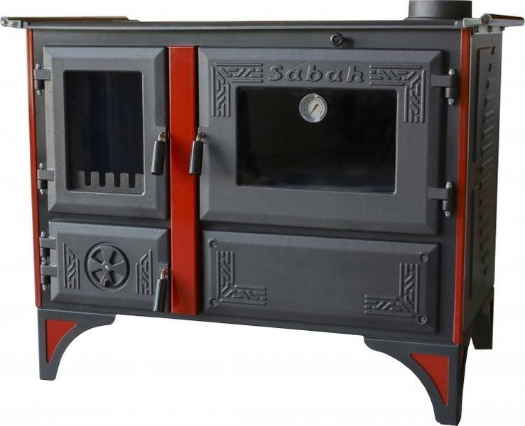 Печь кухня SABAH S105 BLACK 15,6 кВт с варочной поверхностью и духовкой на дровах S105 BLACK фото