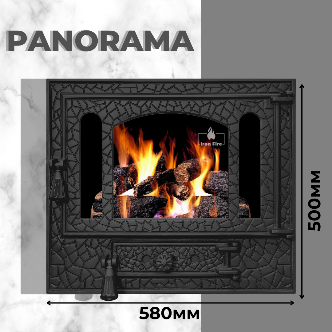 Чугунные дверцы для камина Iron Fire Panorama